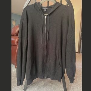 Universal Standard Knitted Mila Black Full Zip Hoodie Ribbed Women's Size Large